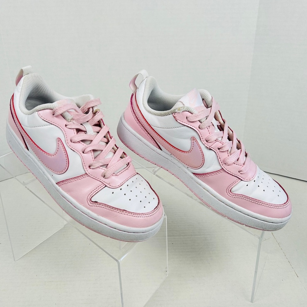 Nike Dunk Low Girls SZ 5Y Pink White Metallic Athletic Leather  Shoes Sneakers